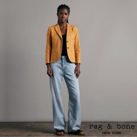 Rag & Bone **NWT**  Nancy Single-Breasted Linen-Blend Blazer in Putty (Rust) - Picture 7 of 10